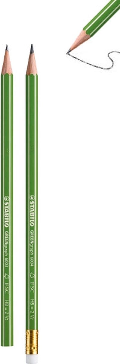 Potlood stabilo greengraph 6004 hb met gumtop | 12 stuks
