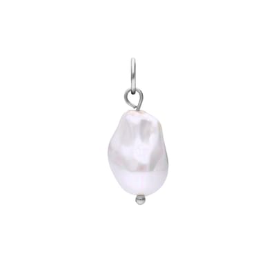 Lucardi Dames Stainless steel bedel met parel - Hanger - Staal - Zilverkleurig