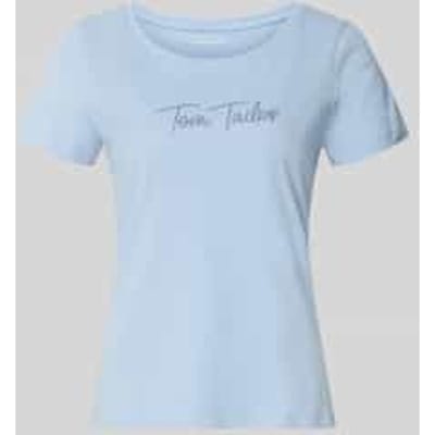 Tom Tailor - T-shirt met glitterlogo - Maat M - Kentucky Blue