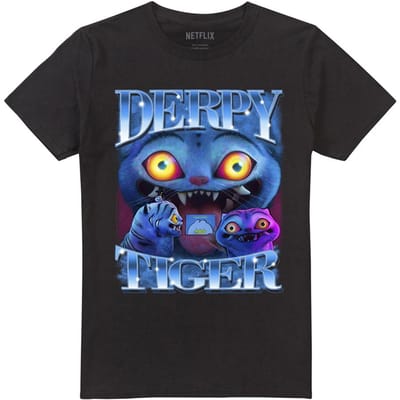 K-Pop Demon Hunters Unisex Volwassen Derpy Tiger T-Shirt (Zwart)