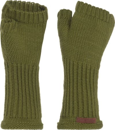 Knit Factory Cleo Gebreide Dames Vingerloze Handschoenen - Handschoenen voor in de herfst & winter - Groene handschoenen - Polswarmers - Mosgroen - One Size