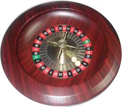 Roulettewiel Set - Draaitafel Spel - Casino Avond - Massief Aluminium Rotor - 30.5 cm Diameter - Houtkleur
