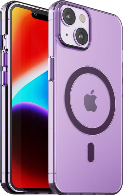Hoesje geschikt voor iPhone 14 - geschikt voor MagSafe Transparant - Paars - Kristalhelder - Hard Case - Limited Edition