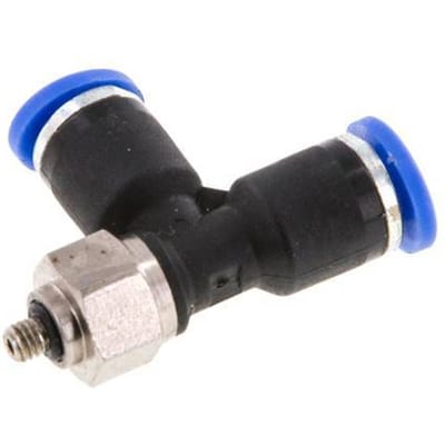 3mm x M 3 rechte hoek T-stuk Staal/PA66 Insteekfitting Buitendraad Draaibaar NBR [2 Stuks]