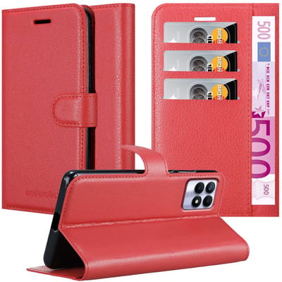 Cadorabo Hoesje geschikt voor Realme 8i / Narzo 50 4G in KARMIJN ROOD - Beschermhoes met magnetische sluiting, standfunctie en kaartvakje Book Case Cover Etui
