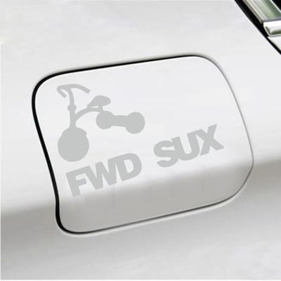 Bumpersticker - FWD SUX - 12,2 X 18 - Licht Grijs