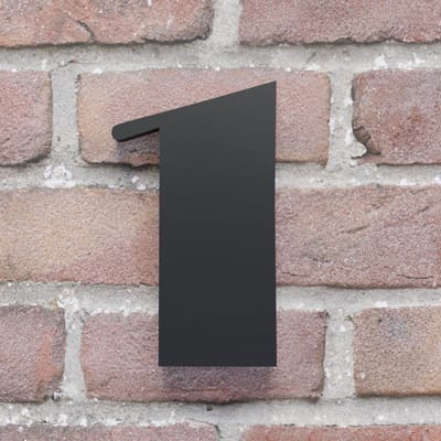 Huisnummer Broadway 1 zwart - Huisnummerbord - 10 cm - zelfklevend