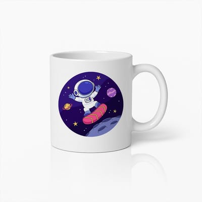 Astronaut Snowboard Mok – Leuke Ruimte Thema Koffiebeker voor Avonturiers