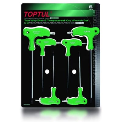 Pennenzakset TORX TOPTUL 6st T10 T15 T20 T25 Lengte: 100mm T30 T40 150mm
