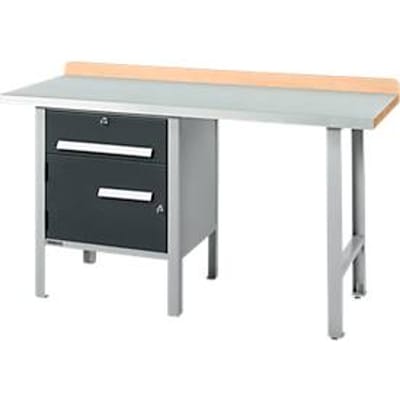 Schäfer Shop Select PWi 150-2 combinatiewerkbank, beuken multiplex blad, met stalen afdekking, tot 750 kg, B 1500 x D 700 x H 840 mm, antraciet