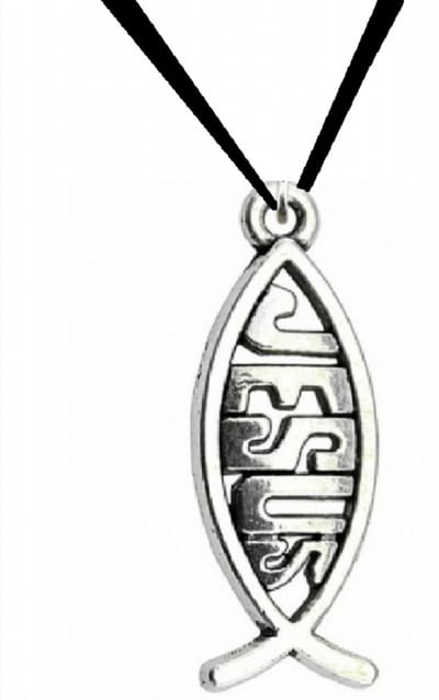Ketting-Jesus -zwart koord-Charme Bijoux