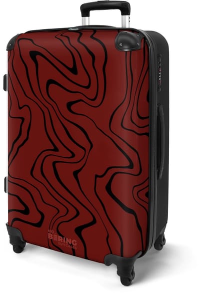 NoBoringSuitcases.com® - Koffer groot - Rolkoffer lichtgewicht - Rood met abstracte zwarte lijnen - Reiskoffer met 4 wielen - Reis trolley - Grote valies XL - Bagagekoffer op wieltjes - 20 kg bagage - Ruimbagage middelgroot