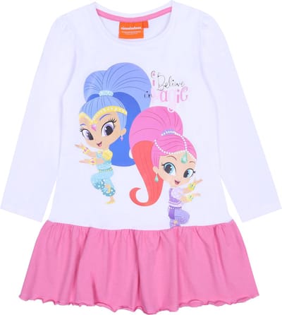 Wit-roze meisjestuniek met franje - Shimmer & Shine / 98