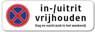 Bord In-/ Uitrit Vrijhouden - Weerbestendig Aluminium - 40x15 cm - Bevestiging: Zonder bevestiging (alleen het bord)