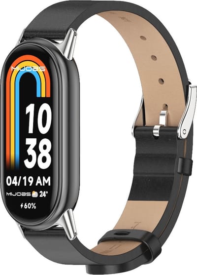 By Qubix - PU leren bandje - Zwart - Geschikt voor Xiaomi Smart Band 8 / 9 / 10