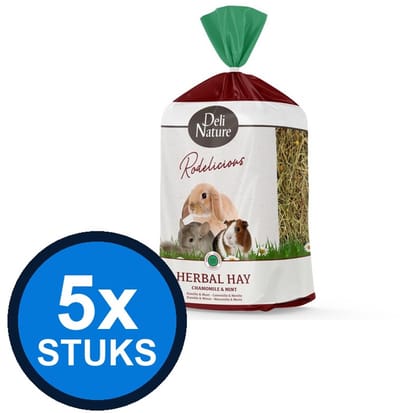 5x Deli Nature - Rodelicious kruidenhooi kamille&munt 600gr - Knaagdierenvoer - 600 g