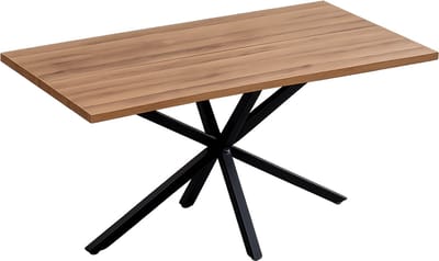 CORE Eetkamertafel - Moderne minimalistische rechthoekige eetkamertafel - 4-6 personen - Zwarte poten - Donker hout - 80x140x75cm