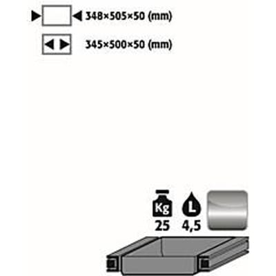 Standaard uittrekbaar dienblad voor asecos veiligheidskasten van de series Q30, Q90, S90 en K90, roestvrij staal 1.4301, B 348 x D 505 x H 50 mm, 4,5 l, tot 25 kg
