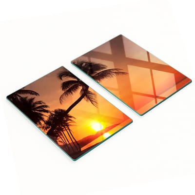 Multifunctionele decoratieve snijplanken van gehard staal voor de keuken, strandzon, 2x40x52 cm