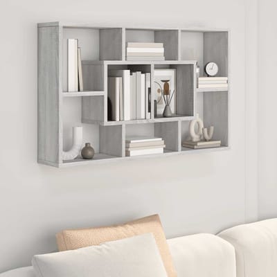 vidaXL - Wandschap - 85x16x52,5 - cm - bewerkt - hout - grijs - sonoma - eikenkleur