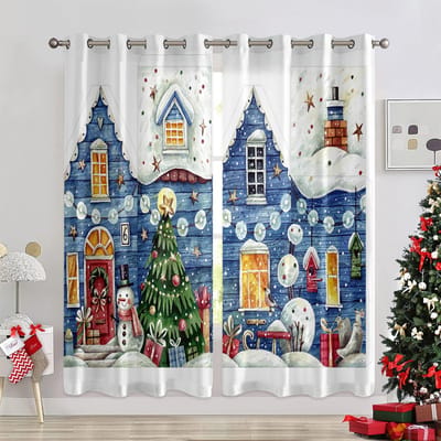 3D Geprinte Kerst Decoratieve Gordijnen Rode Roos Kerstman Kinderkamer Decoratieve Gordijnen Woonkamer Slaapkamer 2 Stuks 50W130H(CM)X2PCS&Rod Pocket