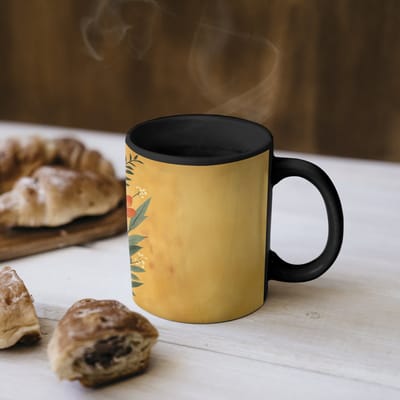 Magische Mok - Foto op Warmte Mokken - Koffiemok - Bladeren - Boeket - Bloemen - Geel - Magic Mok - Beker - 350 ML - Theemok