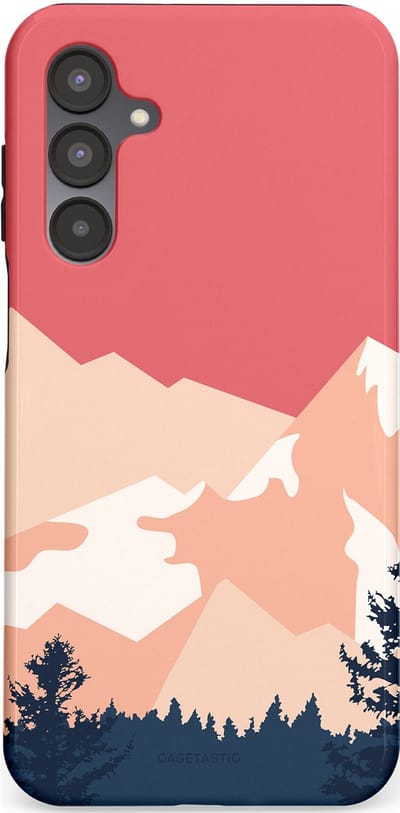 Casetastic hoesje geschikt voor Samsung Galaxy A16 - Dubbellaagse bescherming - Bergen bij stille toppen - Fashion Case - Koraal Donkergrijs Zand Perzik