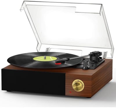 Platenspeler Bluetooth - CD Speler met Speakers - Vintage - Houtskool