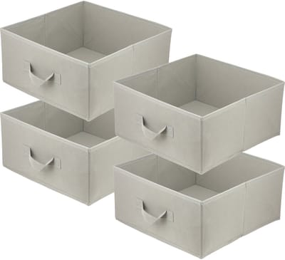 LAVITA Opbergmand textiel 4 stuks - Lichtbruin kast organizer set 31x31x15 cm - Vouwdoos stoffen kastlade verdeler
