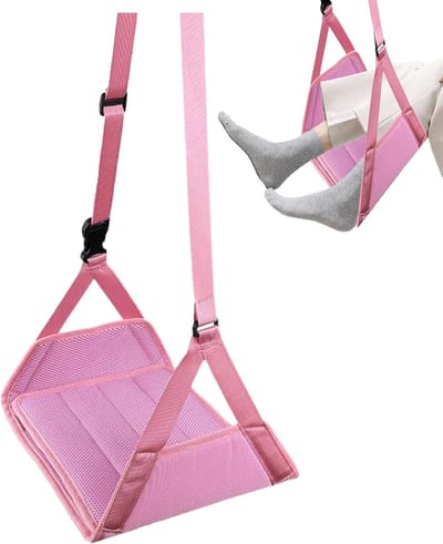 Vliegtuig Voet Hangmat - Verstelbare Voetsteun - Comfortabel Reizen - Verbeterde Circulatie - 275 x 23 cm - Zwart