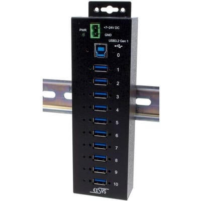 EXSYS EX-1510HMVS 10-poorts USB 3.2 Gen1 Managed Metal HUB met 15KV ESD-overspanningsbeveiliging Din-Rail