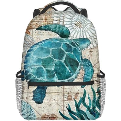 Grote Capaciteit Rugzakken met Zee Schildpad Patroon voor Jongens/Meisjes Beste Cadeaus 2D Cartoon Modieuze Waterdichte Schooltas voor Kinderen blue