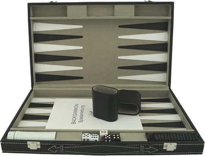 Backgammon Koffer – Luxe Backgammon Set – Lederen Bordspel – Reisspel Set - Draagbaar – Spelplezier