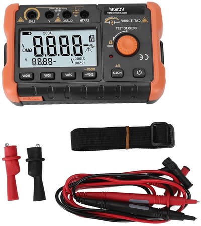 Isolatietester - Megohmmeter Tester - Elektrische Inspectie - Multi-voltage Ondersteuning - 1000V - Grijs