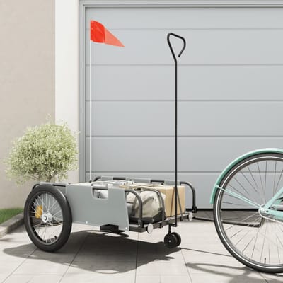 vidaXL - Fietstrailer - oxford - stof - en - ijzer - grijs - en - zwart