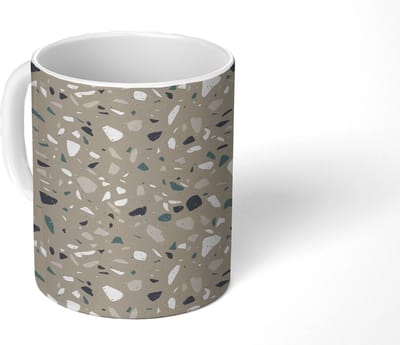 Mok - Koffiemok - Terrazzo - Patroon - Groen - Mokken - 350 ML - Beker - Koffiemokken - Theemok