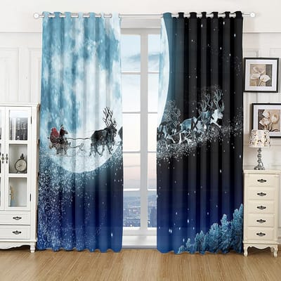 Kerstgordijnen Decor Voor Thuis Slaapkamer Keuken Woonkamer Kerstornament Kerstcadeaus Navidad Natal Nieuwjaar W60xH100(CM)x2pcs&Grommet Top