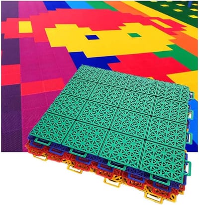Modulaire Vloertegels - In elkaar grijpende Tegels - Sportveld Aanleggen - Weerbestendig Ontwerp - 34 Cm - Oranje