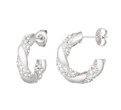 Oorbellen - Twist - RVS - Cadeau - Sparkle - Zilverkleurig
