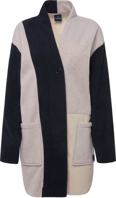 Laurasøn - Dames - Jas fleece colorbocking gobletkraag lange mouw ECOTEX - Marine - Maat L