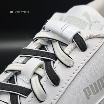 Beste Veters - Elastische veters - Schoenveters - Veters dubbel - Schoenveters zwart wit - Veters 100 cm - Veters zwart wit - Veters dubbelzijdig zwart wit - Klikgespen-Kerst