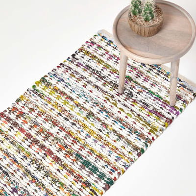 Homescapes Kleurrijk handgeweven katoenen Chindi-tapijt, 66 x 200 cm