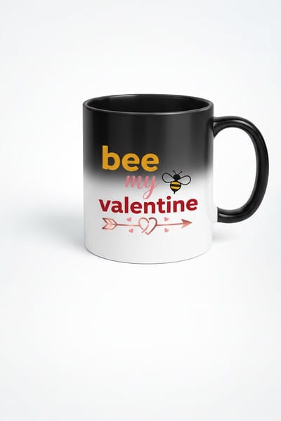 Bee My Valentine Magische Mok | Hittegevoelige Valentijnsbeker met Bijenontwerp