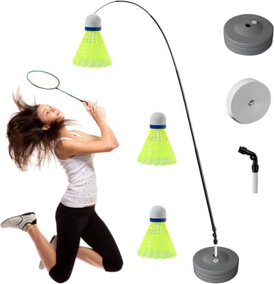 Badminton Trainer - Oefenapparaat - Slagtempo Verbeteren - Zelfstandige Training - 65-330 cm - Zwart