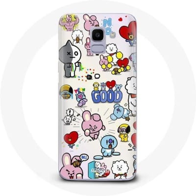 Coque pour Samsung Galaxy A8 2018 BTS Bangtan Sonyeondan BT21 Van Tata Chimmy Cooky Rj Koya Mang Et Shooky