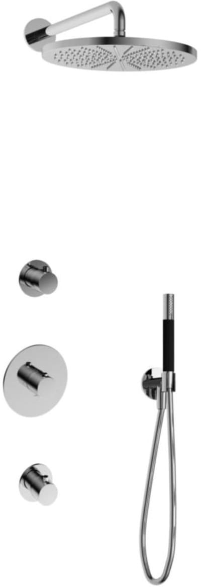 Hotbath Cobber - Inbouw Regendoucheset - Chroom - 2 Stopkranen - Thermostatisch - Wandarm 38.5 cm - Hoofddouche 300 mm - Staafhanddouche - Waterbesparend