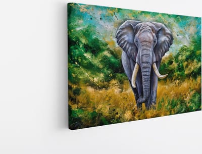 Saammp Canvas Schilderij - Abstracte Olifant - Afrika - Dieren - 45x30 - Foto op canvas - Wanddecoratie - muurdecoratie Woonkamer - Slaapkamer decoratie - Canvas Print