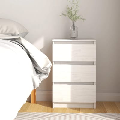 vidaXL - Nachtkastje - 40x29,5x64 - cm - massief - grenenhout - wit