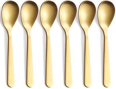 6 stuks - - Lepels - lange koffielepelset – 304RVS – Dessertlepelset – 11,1 cm – IJslepel – Theelepel – Suikerlepel – gouden
