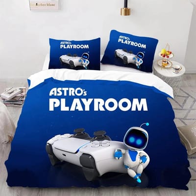 Astro Bot Schattige Cartoon Beddengoed Collectie Dekbed Collectie Eenpersoons Tweepersoons Bed King Size Bed Collectie Slaapkamer Jongens Volwassenen Dekbedovertrek Kussensloop 135X200cm-2pcs